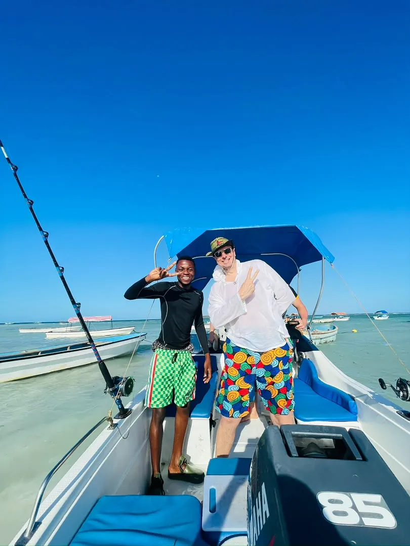 Fishing trip on a speedboat