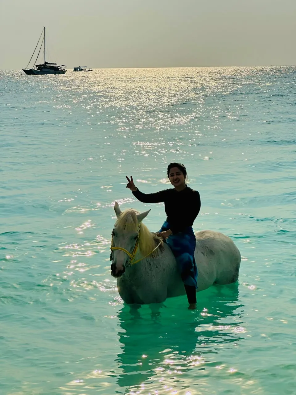 Horse riding in the sea